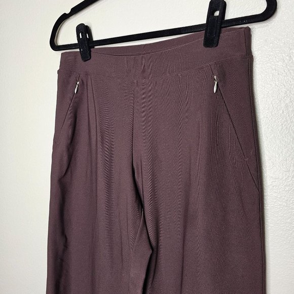 Lucy Size Small Short Brown Wide Leg Yoga Pants Zipper Pockets High Rise - Picture 2 of 6